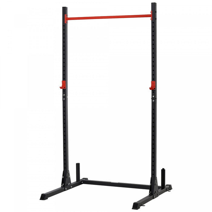 Soozier Adjustable Barbell Power Rack Squat Stand Strength Training Fitness Pull Up Weight Cage Home Gym Black