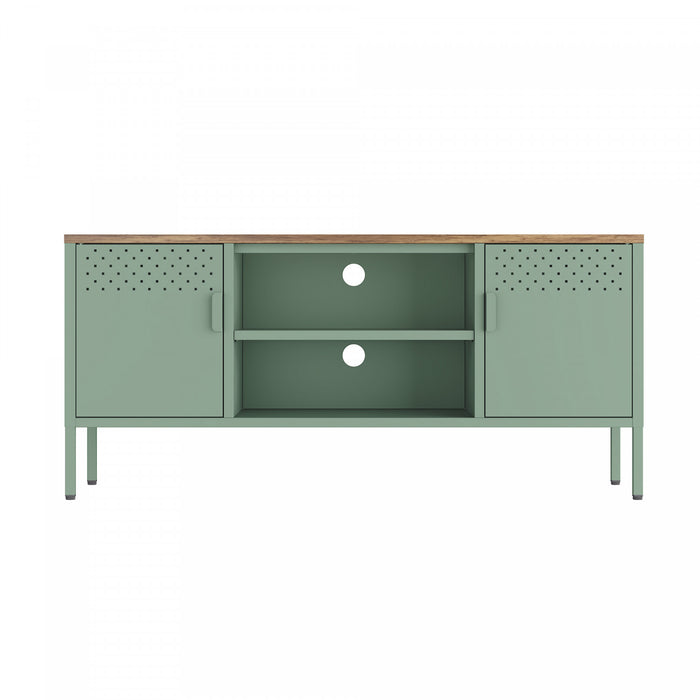 Landen Modern 47\" Metal Storage Cabinet in Sage Green Armoire