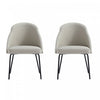 Gracie Modern Vegan Leather Metal Dining Chair in Stone Gray and Black - Set of 2