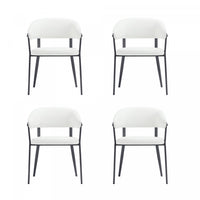 Belle Modern Metal Upholstered Dining Chair in White - Set of 4