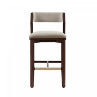 Patricia Modern Wood Upholstered Barstool in Linen Bar Stool