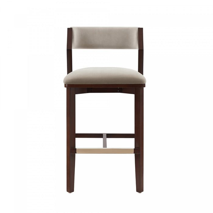 Patricia Modern Wood Upholstered Barstool in Linen Bar Stool