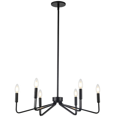 Dainolite Clayton 6 Light Chandelier Matte Black Lamp|Lustre Clayton de Dainolite avec fini noir mat et 6 ampoules