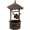Outdoor Wooden Wishing Well Fountain With Hanging Barrel, 47.25\" Tall Rustic Waterfall Fountain With Electric Pump, Stained Wood