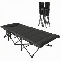Outsunny Camping Cot for Adults with Padded Cushion, Black