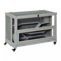 Pawhut 3 Tier Hamster Cage, Wooden Rat Cage Small Animal Habitat With Ladders, Huts, Wheels, Pull-ou