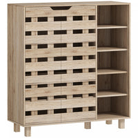 HOMCOM Shoe Storage Cabinet with 5-Tier Cupboard and 5 Open Shelves, Beige