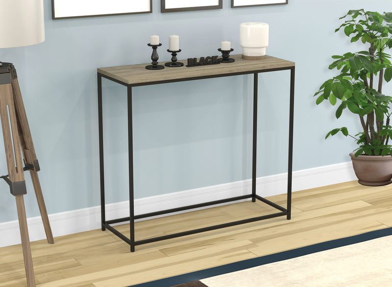 31” Modern Console Table - Dark Taupe With Black Metal