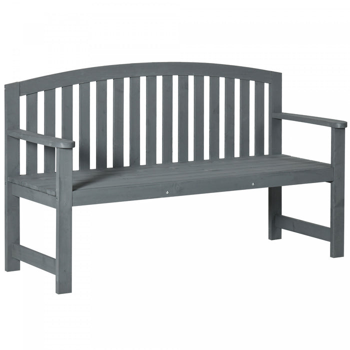 Outsunny 2 Seater Garden Bench With Slatted Design For Park Yard Outdoor