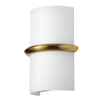 Dainolite Wallace Wall Sconce 14w Aged Brass Opal White Glass Lamp|Applique murale Wallace de Dainolite en verre blanc opale, avec fini laiton vieilli et ampoule de 14 W