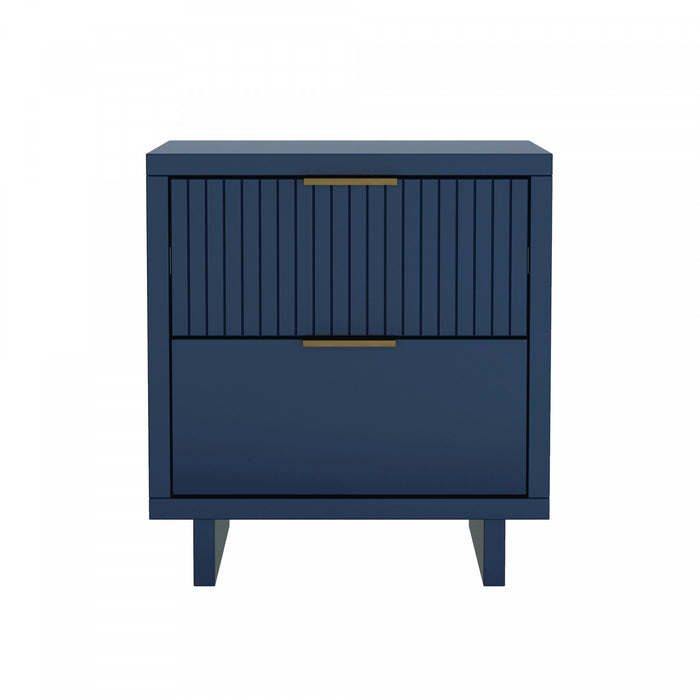 Elara Contemporary 18\" Solid Wood Nightstand in Midnight Blue (2-Drawer)