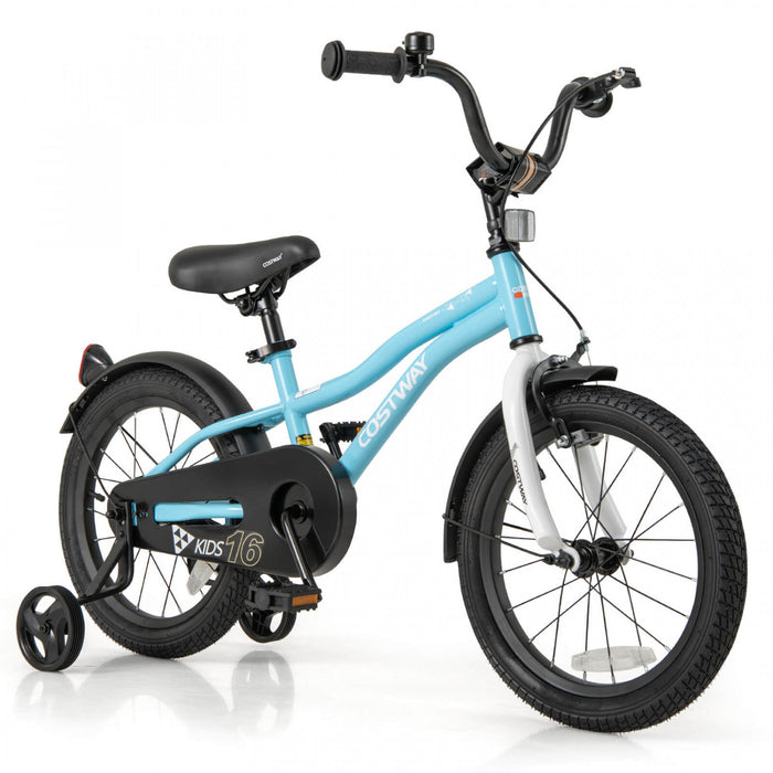 Costway 16\" Kids Bike For 4-7 Years Old Boys & Girls With Adjustable Seat Handbrake Reflectors Blue