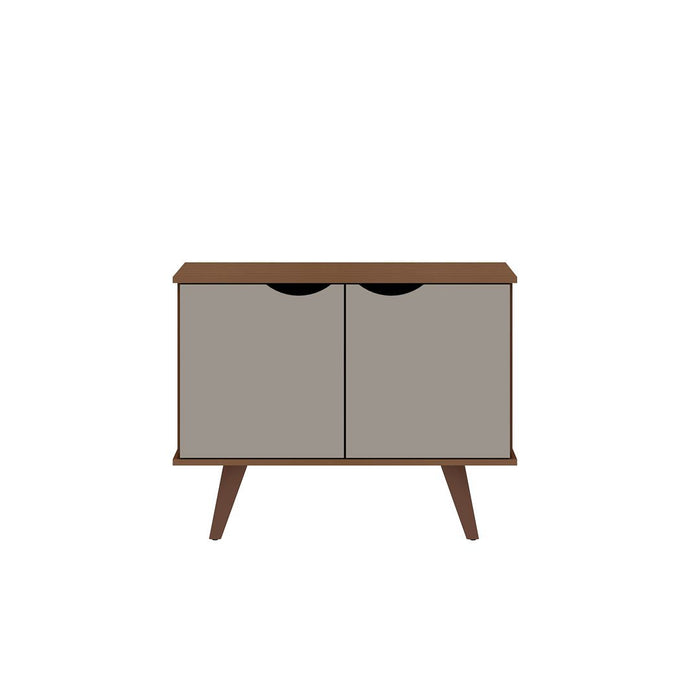 Manhattan Comfort Hampton 2-Shelf Accent Cabinet with Solid Wood Legs - Off White & Maple Cream