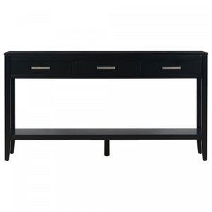 Emma 59.1'' Farmhouse Entryway Table with Drawers and Open Shelf,Black Sofa Table