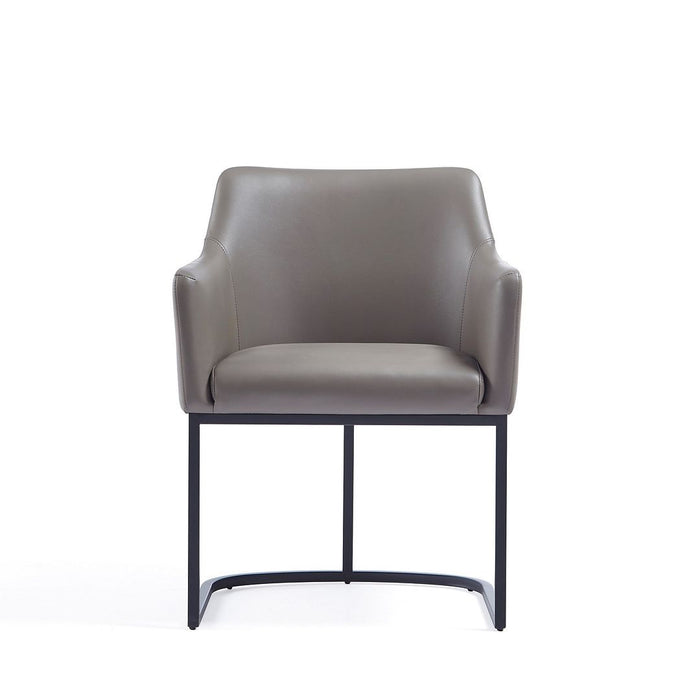 Manhattan Comfort Modern Serena Dining Armchair Upholstered Leatherette with Steel Legs - Grey