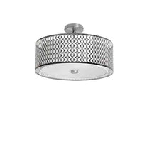 Dainolite Kordan 3 Light Semi-flush Mount Satin Chrome Finish White Shade Lamp