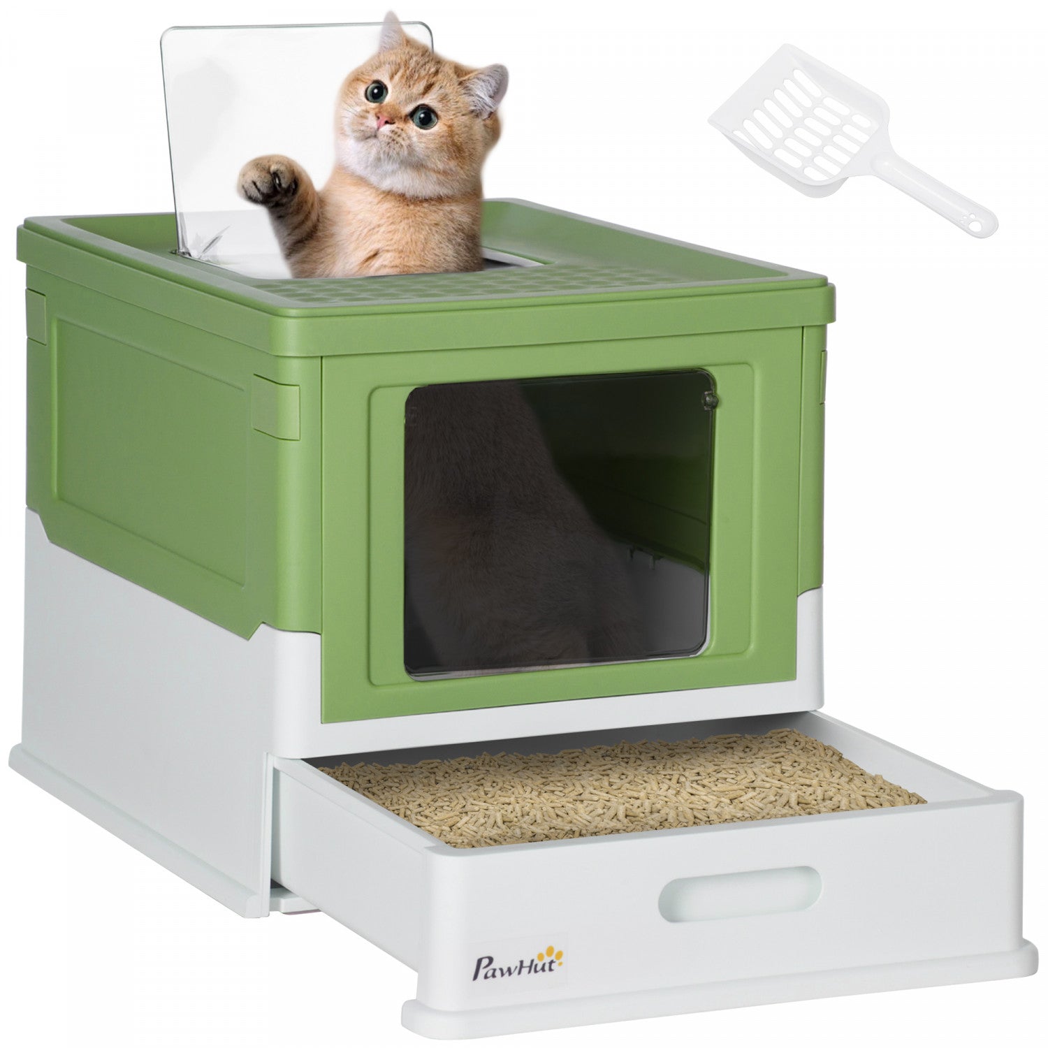 Pawhut Cat Litter Box, Top Entry Enclosed Kitty Litter Box With