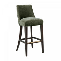 Beever Modern Chenille Wood Upholstered Barstool in Forest Green 