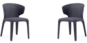 Manhattan Comfort Set of 2 Conrad Modern Woven Tweed Dining Chairs - Black