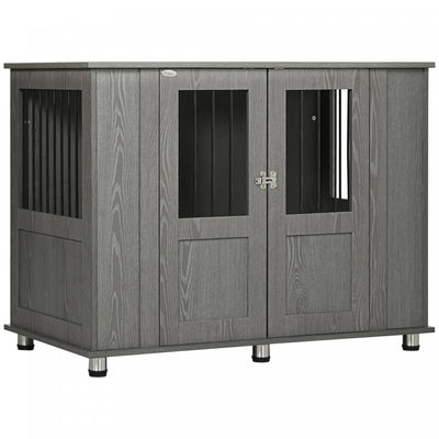 Pawhut Dog Crate Furniture With Lockable Magnetic Door, Adjustable Feet, Indoor Dog Kennel End Table|Pawhut Cage Pour Chien Avec Porte Magnetique Verrouillable, Pieds Reglables, Table D'appoint Pour Ni