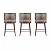 Evalyn Modern Wood Upholstered Counter Stool in Taupe - Set of 3