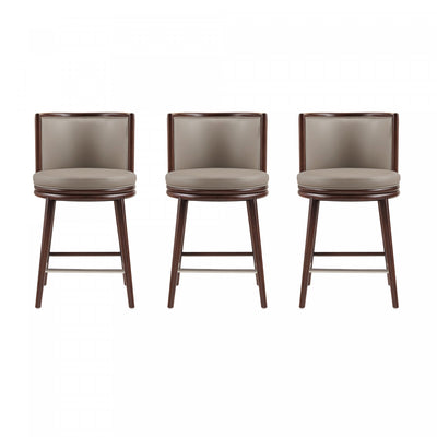 Evalyn Modern Wood Upholstered Counter Stool in Taupe - Set of 3 | Tabouret de comptoir moderne en bois et tissu Evalyn, taupe - Lot de 3