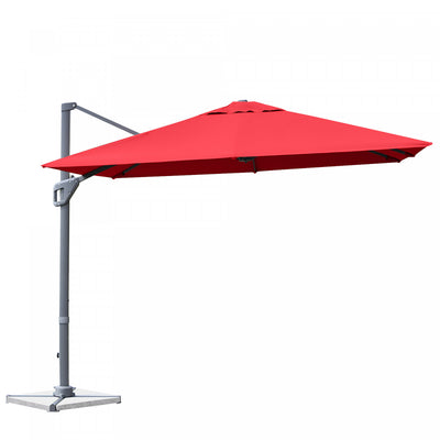 Costway 10x10 ft Patio Offset Cantilever Umbrella Aluminum 360° Rotation Tilt Wine