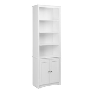 Tall Bookcase with Two Shaker Doors - White