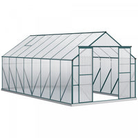 Outsunny Polycarbonate Greenhouse Kit With Vent Rain Gutter Door, Green
