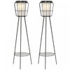 Outsunny Set Of 2 Led Garden Lights Solar Or Usb Rechargeable Lamp Set