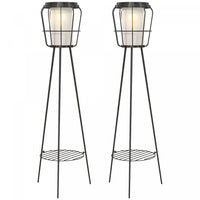 Outsunny Set Of 2 LED Garden Lights Solar Or Usb Rechargeable Lamp Set