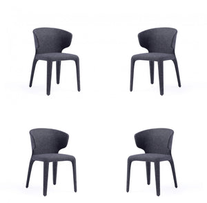 Conrad Mid-Century Modern Upholstered Dining Chair in Black - Set of 4