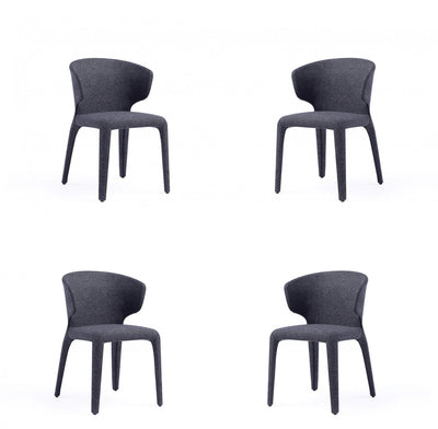 Conrad Mid-Century Modern Upholstered Dining Chair in Black - Set of 4 | Chaise de salle a manger Conrad style milieu du siecle moderne, rembourree, noire – Lot de 4