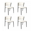 Drift Contemporary Modern Vegan Leather Metal Side Chair in Ivory - Set of 4