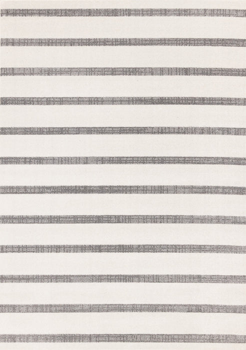 Covington Grey White Striped Rug, 6'7\" x 9'10\" Indoor Area Rug