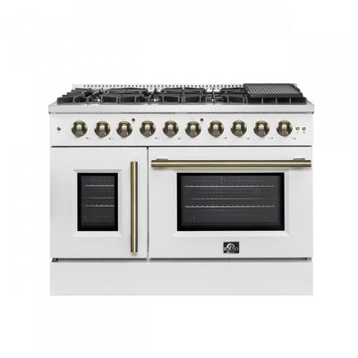 Forno Galiano 48" White Gas Range, 4.32 cu.ft- FFSGS6444-48WHT | Cuisiniere a gaz blanche Galiano 48 pouces, 4,32 pi³ – FFSGS6444-48WHT