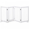 Pawhut Wooden Dog Gate, 4 Panel 36\"tall Foldable Pet Gate With 2 Support Feet For Medium And Large Dogs, For Stairway, Doorway, Hallway, White