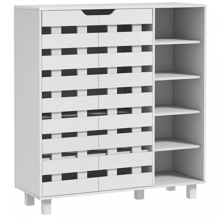 HOMCOM Shoe Storage Cabinet with 5-tier Cupboard and 5 Open Shelves