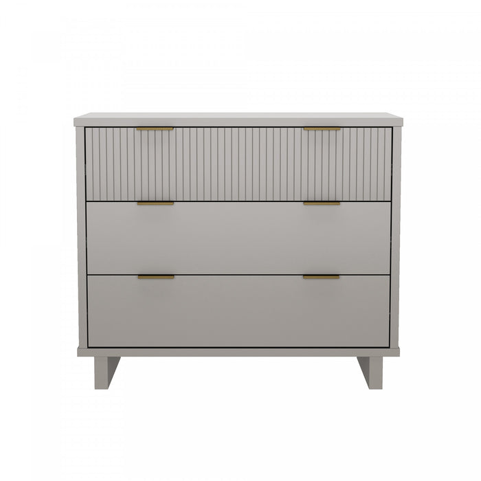 Elara Contemporary 38\" Solid Wood Dresser in Light Gray (3-Drawer)