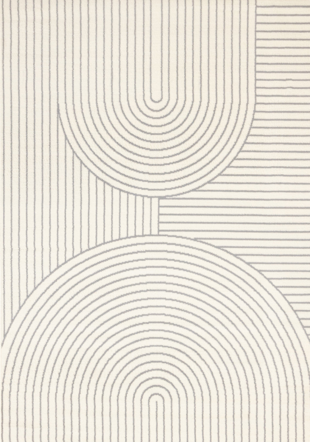 Forte White Grey Curved Arches Indoor Area Rug - 5'3