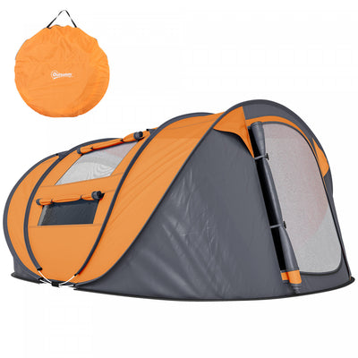 Outsunny 4 Person Camping Tent Automatic Pop Up Tent with Carry Bag Doors