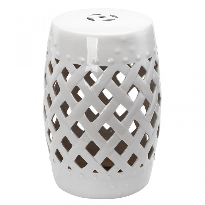 Outsunny 13\" X 18\" Outdoor Ceramic Garden Stool, White