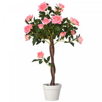 Outsunny Decorative Artificial Rose Tree with Realistic Flowers, Pink