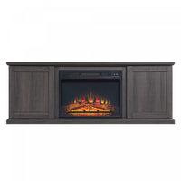 Franklin Modern Farmhouse 2-Piece Electric Fireplace in Black and Brown 