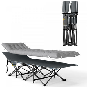 Outsunny Camping Cot For Adults With Mattress, Folding Bed, Light Grey