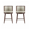 Evalyn Modern Wood Upholstered Counter Stool in Stone - Set of 2