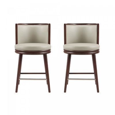 Evalyn Modern Wood Upholstered Counter Stool in Stone - Set of 2 | Tabouret de comptoir moderne en bois avec revetement en tissu couleur pierre Evalyn - Lot de 2