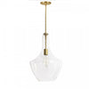 Dainolite Petalite 1 Light Pendant Large Aged Brass Clear Glass Lamp