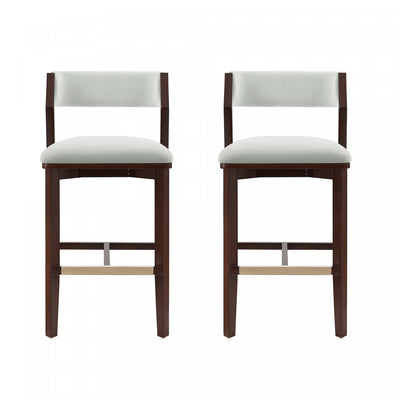 Patricia Modern Wood Upholstered Barstool in White Glacier - Set of 2 | Tabouret de bar moderne Patricia en bois avec revetement blanc glacier - Lot de 2