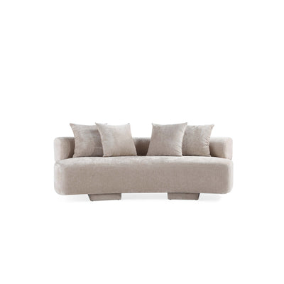 Verandah Mid-Century Modern 91" Chenille Sofa in Beige | Canape en chenille beige Verandah Mid-Century Modern 231 cm